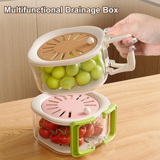 Drain Basket with Detachable Design Transparent Visible Stackable Multifunctional Drain Box Hollow Net Tray