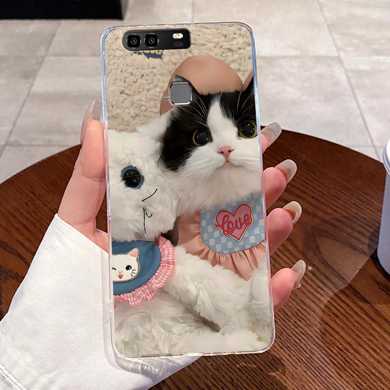 Jelly Casing For Huawei P9 / P9 Plus / P10 / P10 PLUS Funda Clear Silicone Soft TPU Back Cover Cute Cat Rabbit Protective Case
