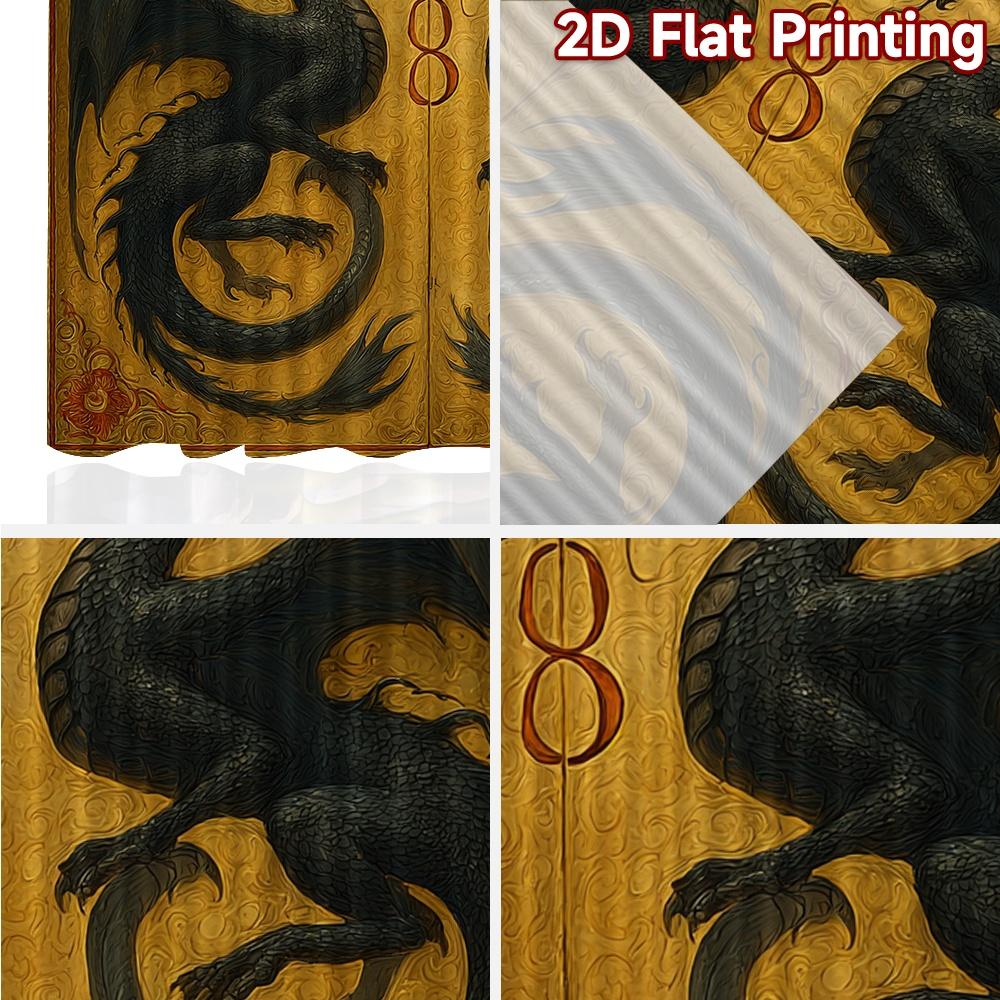 2D FLAT PRINTING 2pcs Curtains (easter Decor) Mythical Dragon Eight Popular Window Curtain Versatile Fabric Curtains Gifts