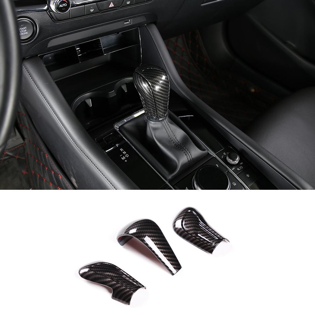 ABS Carbon Fiber Gear Shift Knob Head Cover Trim For Mazda 3 -