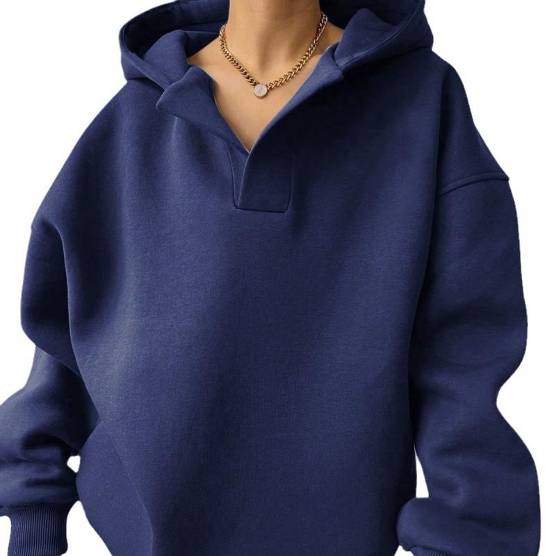 Winter Women's Sportswear Solid Color Long Sleeved Hoodie Solid Color Loose Long Sleeved Women's Hoodie