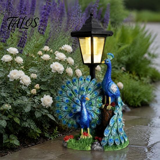 Decorazione Solare da Esterno Pavone, Statua da Giardino con Lanterna Resistente alle Intemperie per Patio Prato Sentiero Decorazione Paesaggistica, Regali Festa della Mamma