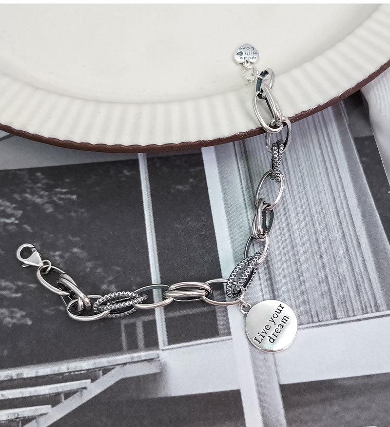 Korean Copper Dream Bracelet: Women's Retro Fashion Letter Wristband, Artistic Niche Jewelry Trend.