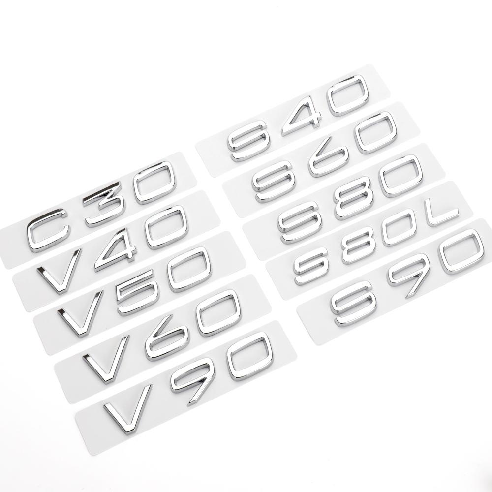 ABS Rear Trunk Letters Logo Emblem Badge Stickers For Volvo C30 V40 V60 V90 S40 S60 S80 S90 S80L XC40 XC60 XC90 AWD T4 T5 T6