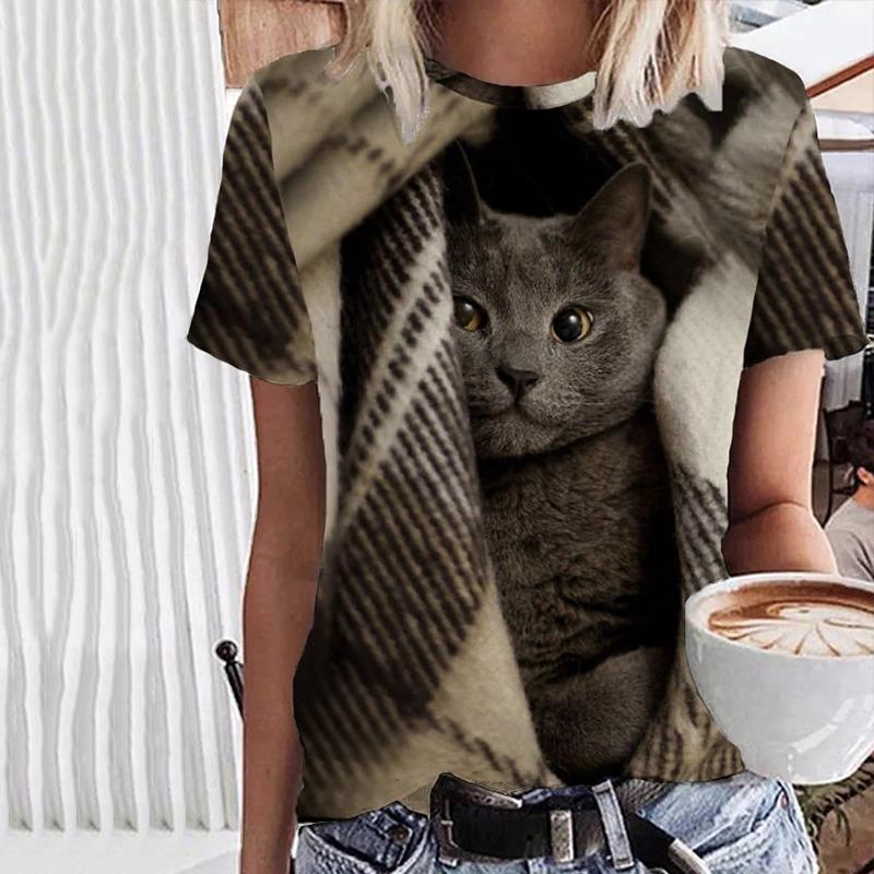 

Summer Casual Fashionable Women s 3D Digital Printed Round Neck T-shirt Versatile Women s Shirt 6XL