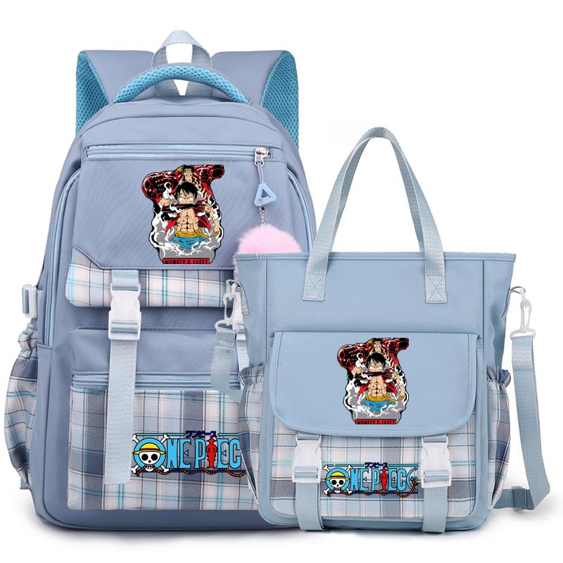2Pcs/set Anime One Piece Large Capacity Handbag for Teenager Student Children Girl Boy Back To School Washable Versatile Crossbody Shoulder Bag