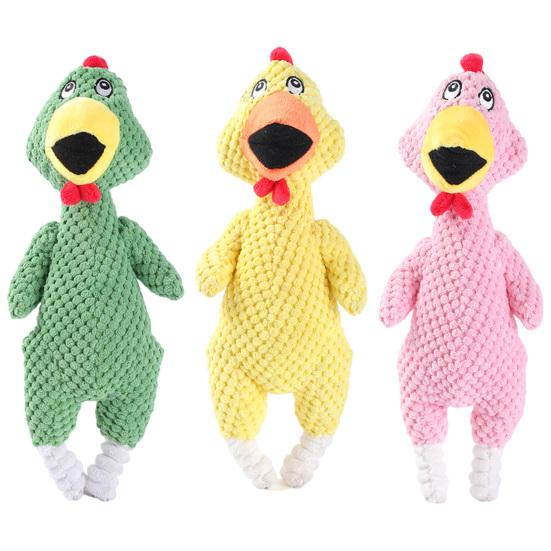 Indestructible Plush Dog Toy for Aggressive Chewers Interactive Squeaky Soft Stuffed Chicken Shaped Dog Chew Toy for Small Medium Large Dogs