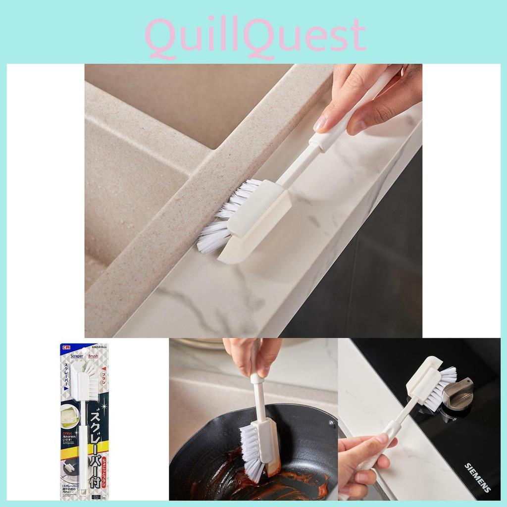 Plastic Dual Head Scraper Brush For Kitchen Stove Sink And Gap Cleaning Tasks