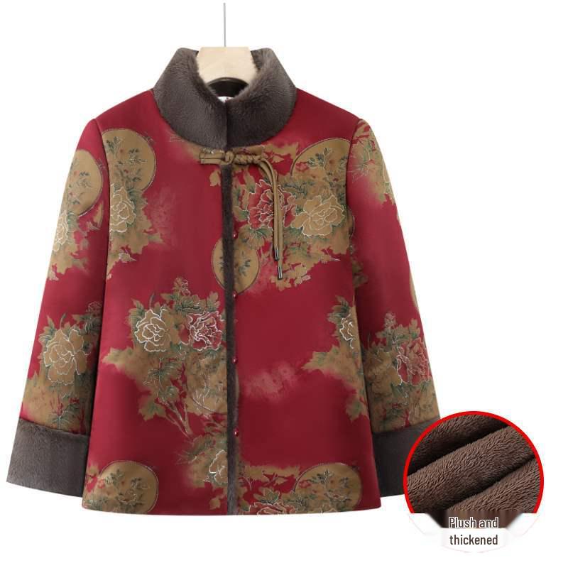 

Winter Clothing for Elderly Women: Grandma s Tang Suit, Cotton Padded Jacket, Old Lady s Coat, Thickened Outerwear - New Style for the 70s and 80s. 4XL [Recommended 130-145 lbs]