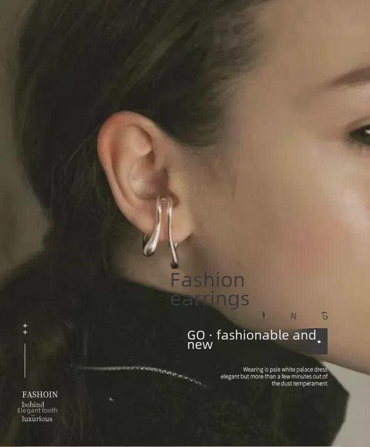 2023 Designer Doppel-Layer Ohrclips für Damen - Nicht-Gepierct Koreanischer Stil, Trendige von Prominenten inspirierte Knochen-Ohrklemmen