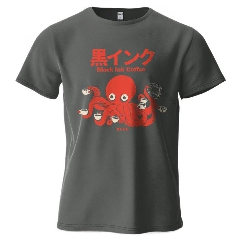 Ink Coffee Creatief Mannen T-shirt 100% Katoen Oversized Zacht Ademend Charmante Grafische Vintage T-shirts Tops Streetwear Losse Pasvorm