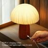 Creative New LED Wooden Mushroom Small Table Lamp Bedroom Bedside Solid Wood Atmosphere Decoration Lighting Fixture