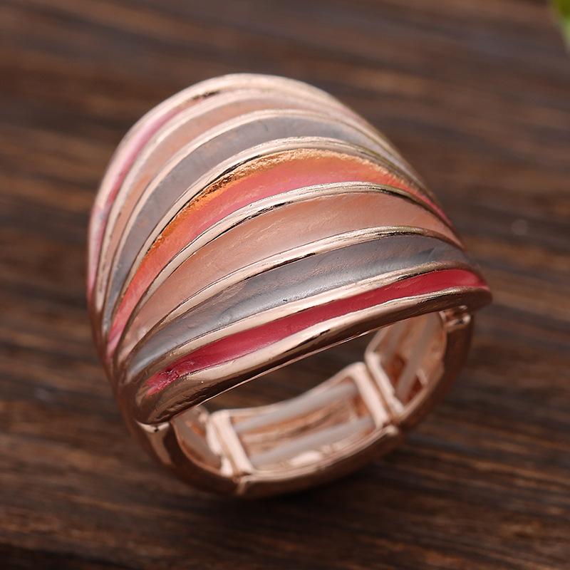 Color Oil Exaggerated Line Elastic Ring, Fashionable Personality Women's Versatile Alloy Ring