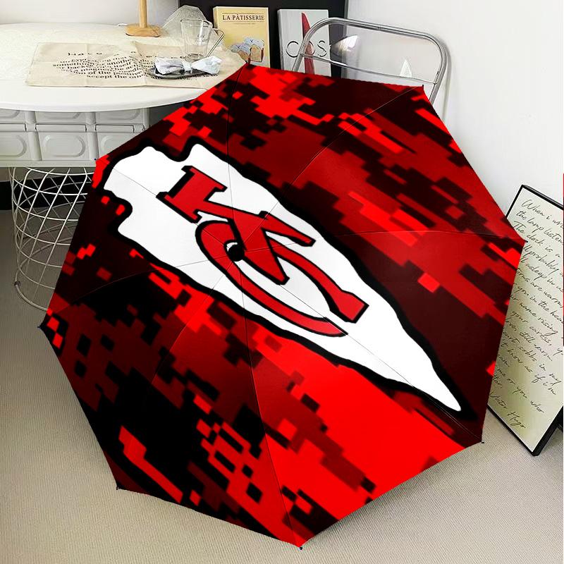 Kansas City Chiefs Football Umbrella Folding Umbrella, Automatic Umbrella 8-Frame for Travel, Camping Use Gift for Halloween Christmas