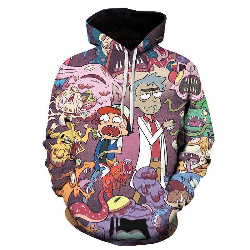 Bluza z kapturem Rick And Morty z cyfrowym nadrukiem 3D dla mężczyzn, codzienna odzież sportowa w kolorach zielonym, szarym, czarnym, białym