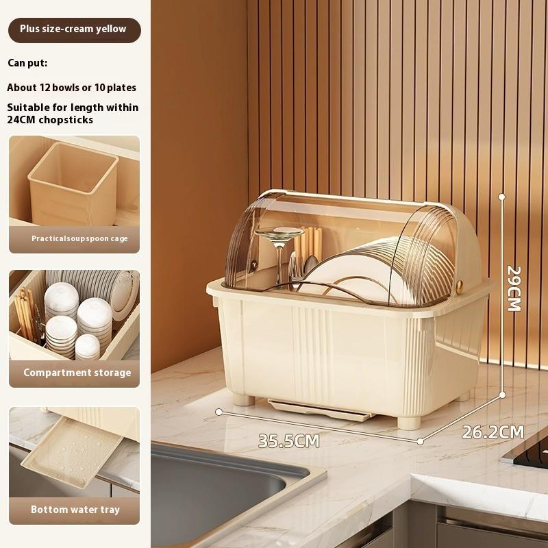 Velkokapacitní kuchyňská mísa úložný organizér odkapávač na nádobí prachotěsný úložný box odkapávač sušák na nádobí kuchyňské doplňky