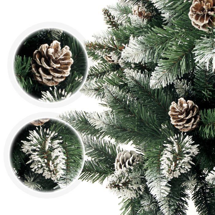 YORBAY Sapin de Noël avec pied - Décoration avec neige - 150 cm