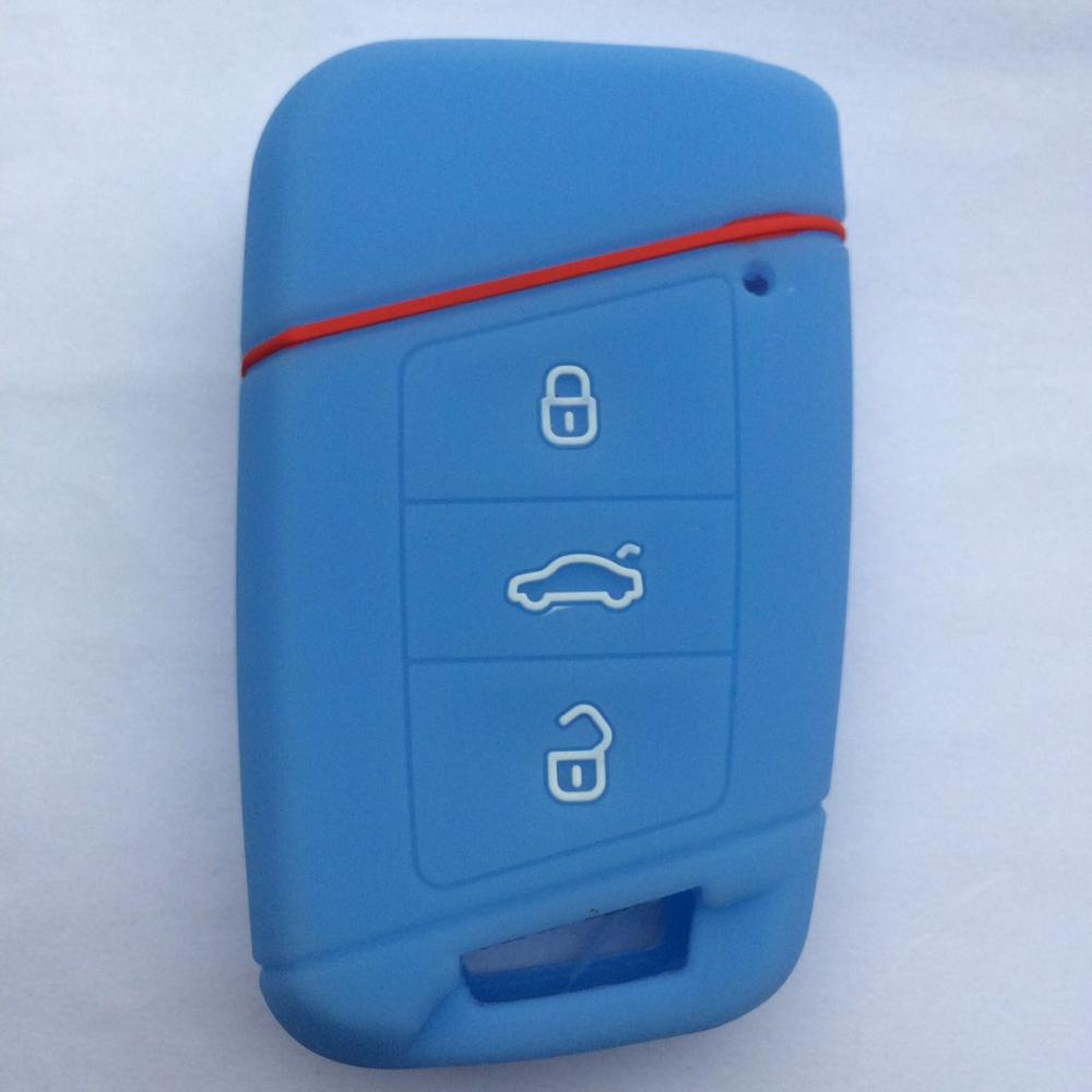 

Silicone Key Holder Shell case for Skoda Octavia Kodiaq Karoq for Volkswagen VW Polo Passat B8 Tiguan 2 for seat car key cover светло-синий