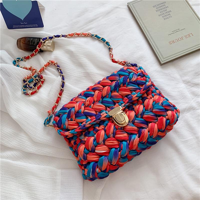 Bolsas de Mão Femininas da Moda Bolsa de Tecido Alça de Crochê Casual Ombro Transversal Clutch