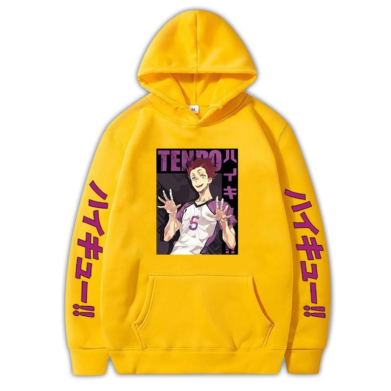 Unisex Oversized Hooded Sweatshirt With Fleece Lining Anime Volleyball Theme Comfort Fit Winter Casual Wear