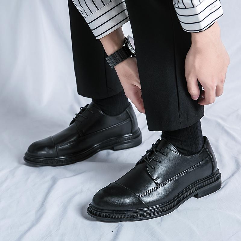 Fashionable Trendy Men's Spring Comfortable Lace Up Leather Shoes Brand Men's Refreshing and Breathable Gentleman Leather Shoes