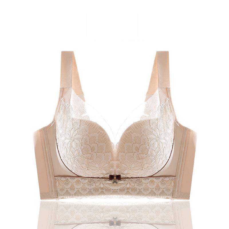 Gather Bra Female Sexy Lace Bra Anti Sagging Side Cinched Accessory Bra No Steel Ring Lace Adjustable Bra