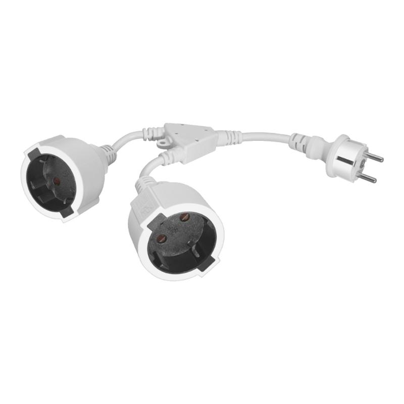 16A European Standard 4.8MM Male to Female Power Splitter Cable 30CM With PVC Insulation Cord High Strength