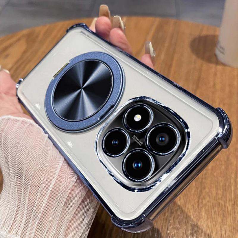 For Xiaomi Redmi Note 14 13 12 Pro Plus POCO X7 X6 F6 M6 Pro 5G 4G Case 360° Magnetic Holder Plating Silicone Shockproof Cover