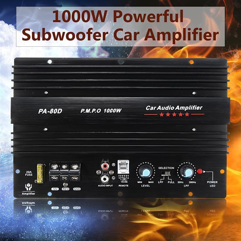 PA-80D 10 Inch 12V Ultra Thin Speaker Car Subwoofer 1000W High Power Car Audio Amplifier Board Amplifier