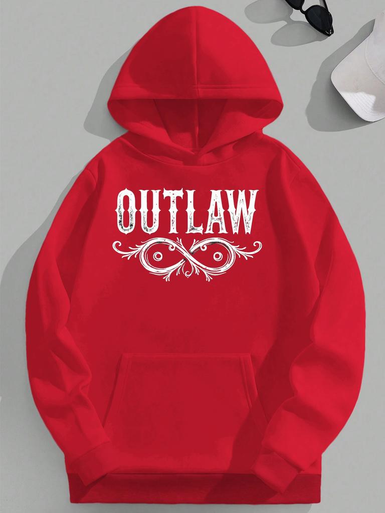 Hooded Sweatshirt Print Casual Pullover Long Sleeve Non-Stretch Fabric Loose Fit for Casual Attire PLUS SIZE