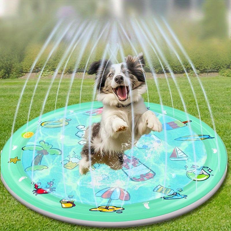 

100cm outdoor Summer Pet Swimming Pool Inflatable Water Sprinkler Pad Play Cooling Mat Outdoor Interactive Fountain Toy for Dogs зелений