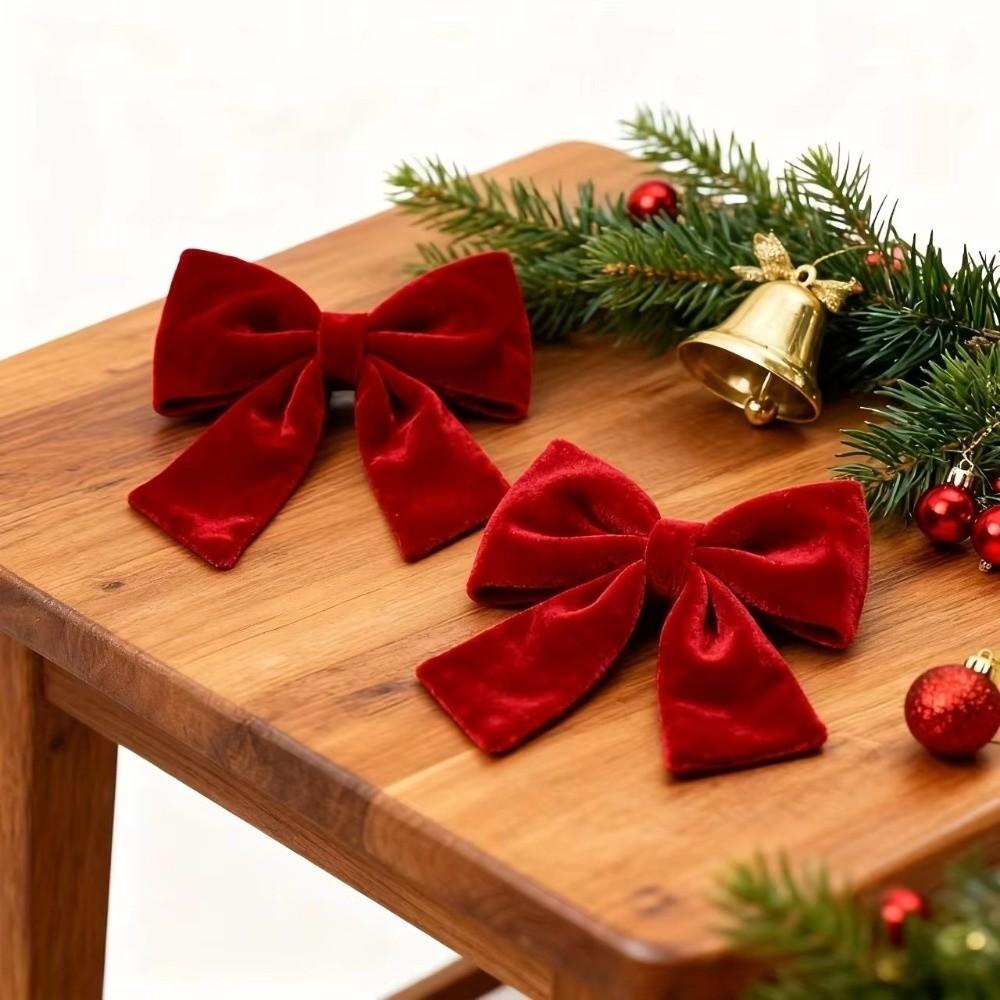Velvet Christmas Bow Red Christmas Tree Ornament Christmas Hanging Ornament Party Decorations