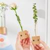 Decorative Wood Test Tube Vases With Magnetic Base Hydroponic Plant Display Vases Refrigerator Magnet For Home Decors
