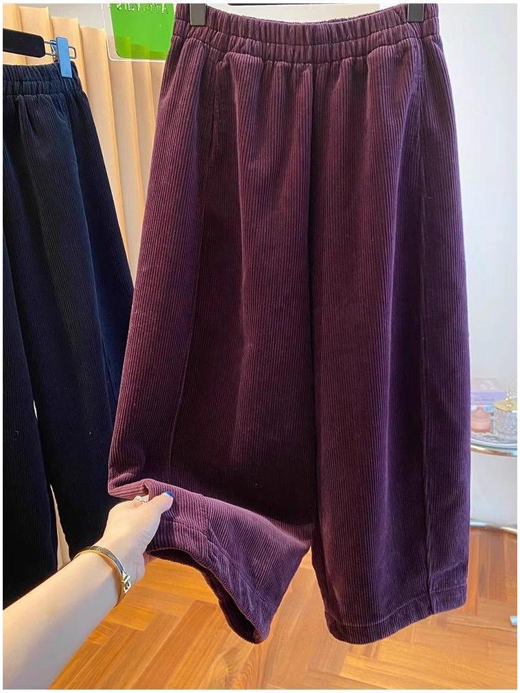 Premium Velvet Wide-Leg Cropped Pants for Women - Autumn/Winter 2026 New, Loose, Versatile, and Trendy