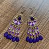 Bohemian Crystal Tassel Earrings - Ethnic Style, Slim Face, Exaggerated Design for Travel