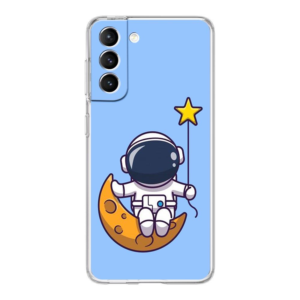 Planet Cute Astronaut Phone Case For Samsung Galaxy S22 5G S20 Ultra S21 FE 5G S10E S9 S8 S10 Plus Note 20 10 Soft Clear Cover