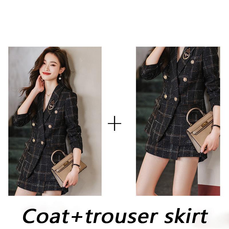 S-3XL Women's Fashion Plaid Suit Jacket Women's Vintage Jacket