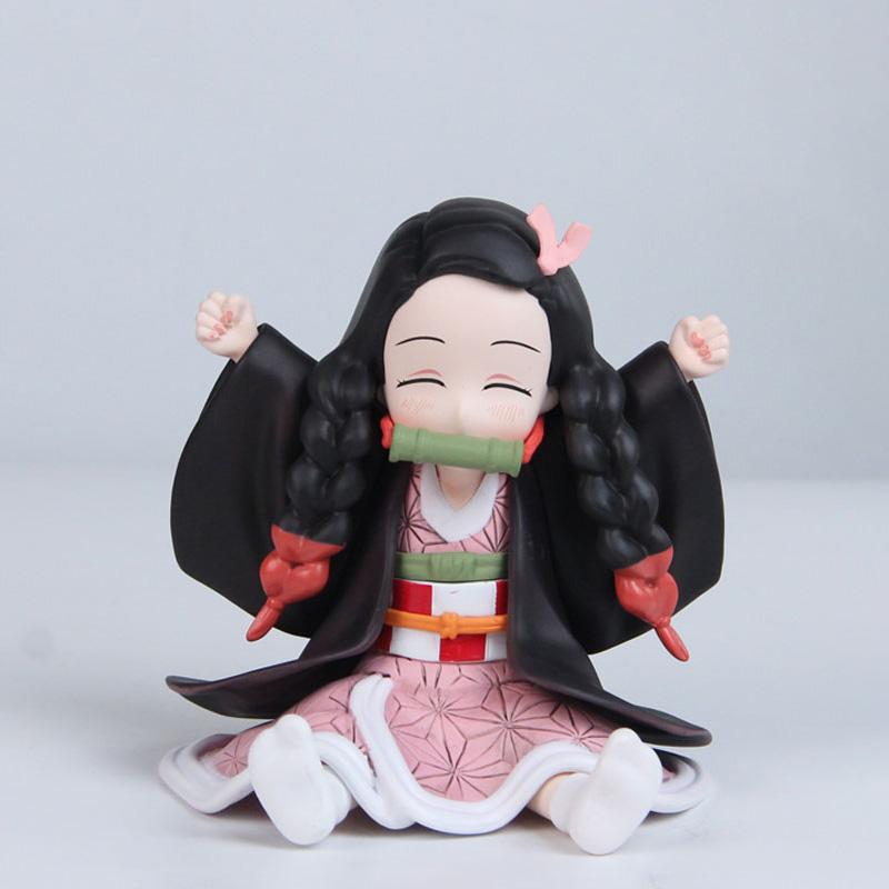 11cm Anime Demon Slayer Kamado Nezuko Figures Sitting Posture Model Desktop Decoration Ornament Statue Toys Gifts Collectible
