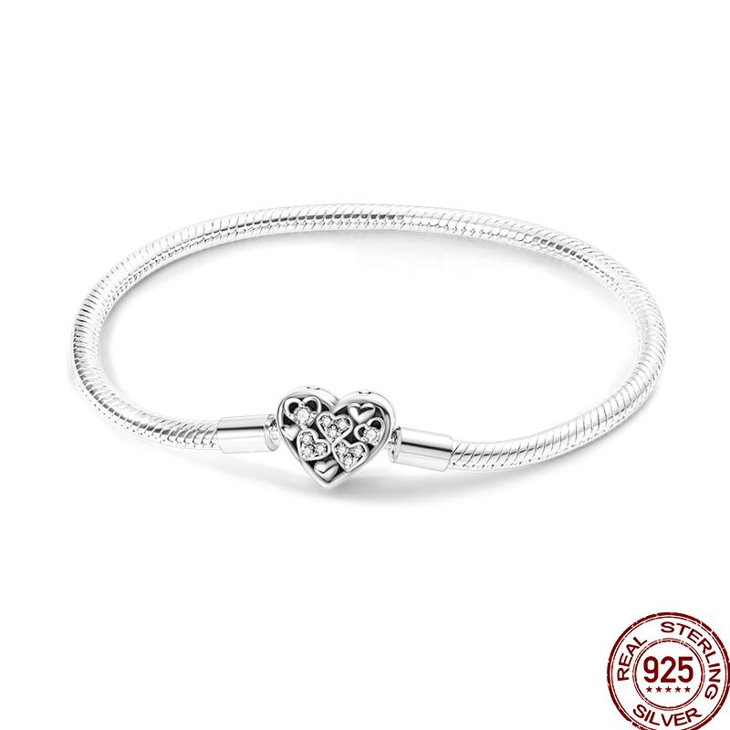 100% Silver Bracelet Fit Original Design Beads Charms DIY Jewelry Making Dazzling CZ Chain Bracelet For Women