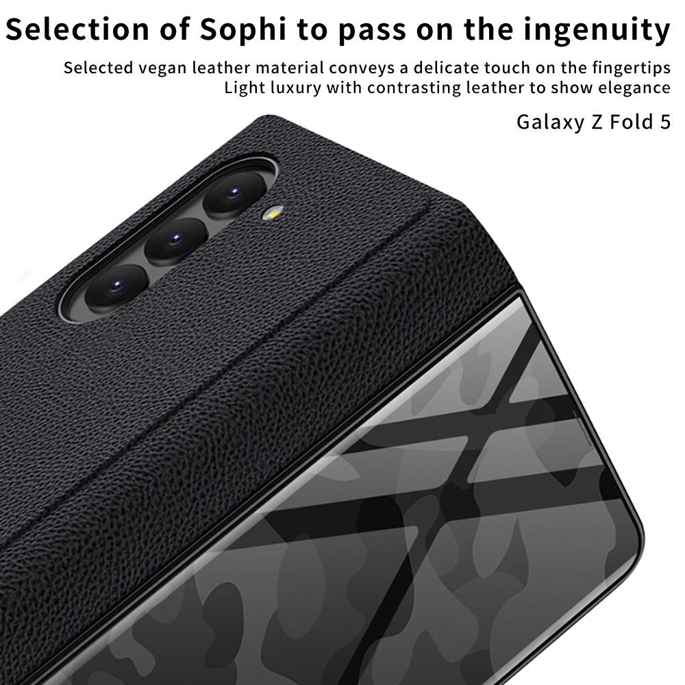 Samsung Z Fold5 Cross-border Leather Flip Cover with Painted Design - 5G Protective Case