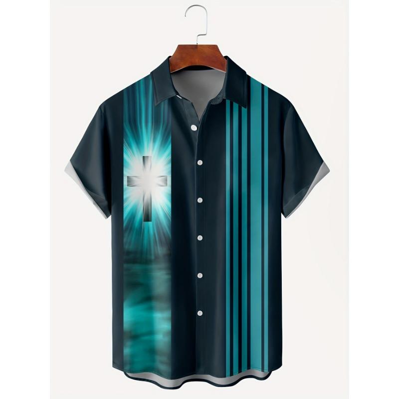 New Hawaii Men's Vintage Shirts Casual Breathable Short Sleeve Tops Beach Party Plaid Tops Short Sleeve Men's Clothing