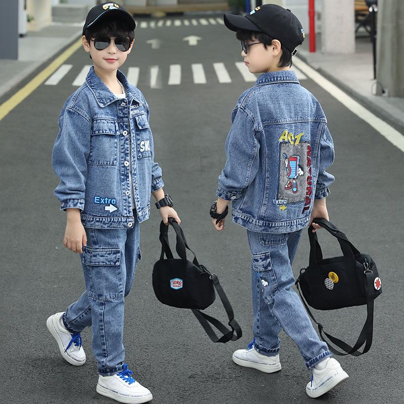 Boys' Trendy Denim Two-Piece Set - Spring & Autumn 2025