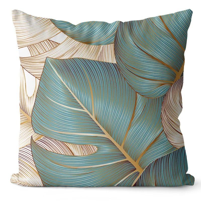 45x45 Cm Ginkgo Print Cushion Cover for Living Room Sofa Bedroom Home Decoration Square Polyester Pillowcase Waist Pillow Cover