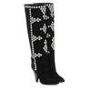 Fashion Brand Rivet Inlaid Women's Knee High Boots Cowhide Suede Stage Show Ankle Boots Fashionable Sexy Autumn  Winter Womans Shoes