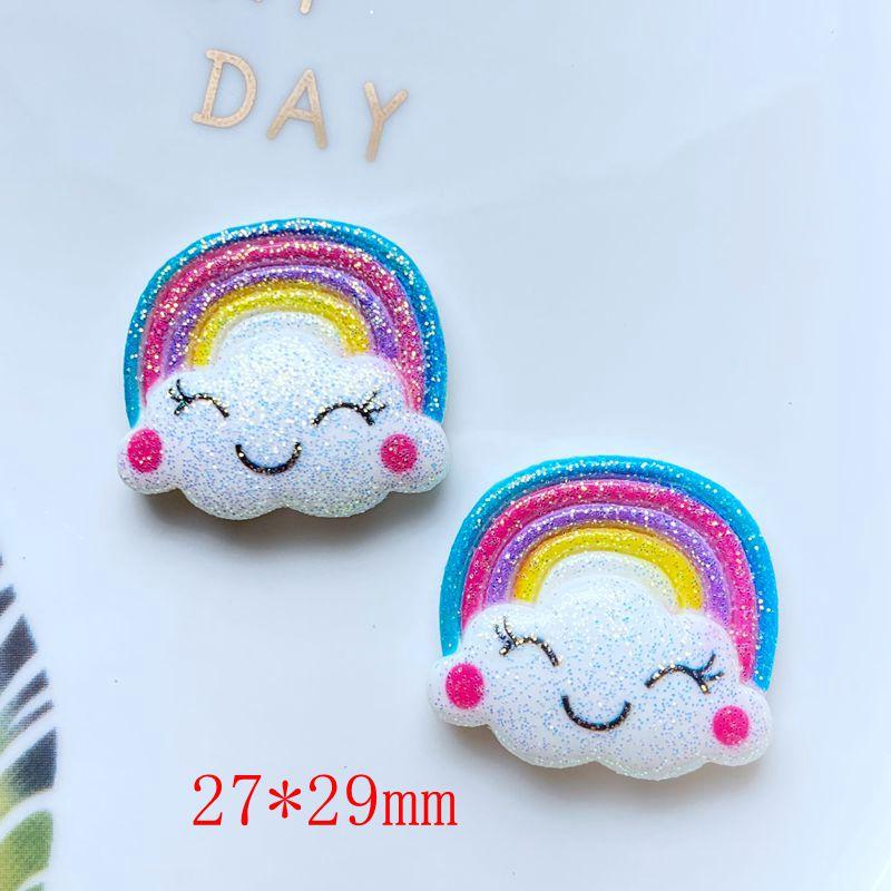 10pcs New Resin Cute Mixed Bright Rainbow Series Flat Back Cabochon Scrapbook Kawaii DIY Embellishments Accessories