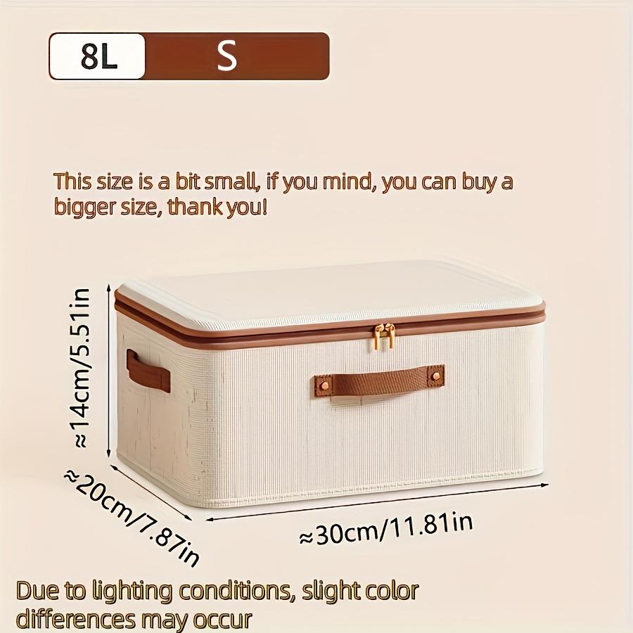 

Large Foldable Linen Storage Box with Double Zippers & Faux Leather Handle,Under-Bed Storage Basket Suitable