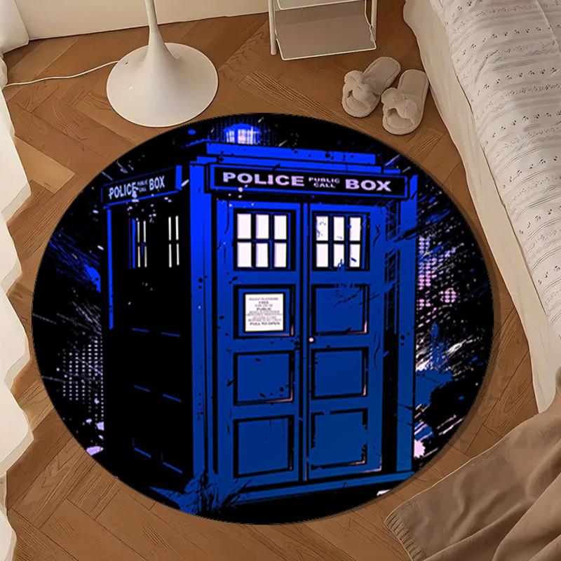 telephone booth Round Rug for Livingroom,Bedroom, Palyroom, Chair Rug, Area rug, Circle Carpet, Large Size Fan Christmas gift
