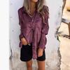 Women's Lapel Collar Long Sleeve Metallic Foil Single Breasted Pocket Loose Casual Shirt Blouse