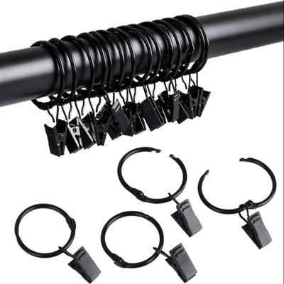 Yousheng 40 Stück Vorhanghaken mit Clip, starke Tragfähigkeit, zu öffnender Ring, polierte Öse, Aufhängung, Vorhangring, Badezimmerzubehör