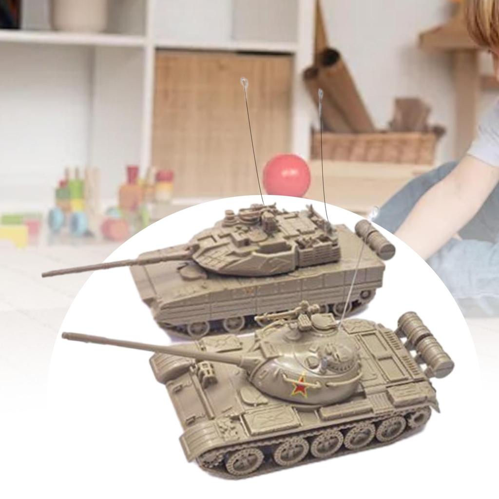 2 Pieces 1/72 4D Assembly Model DIY Assemble Building Miniature Tanks Light Tank Toy